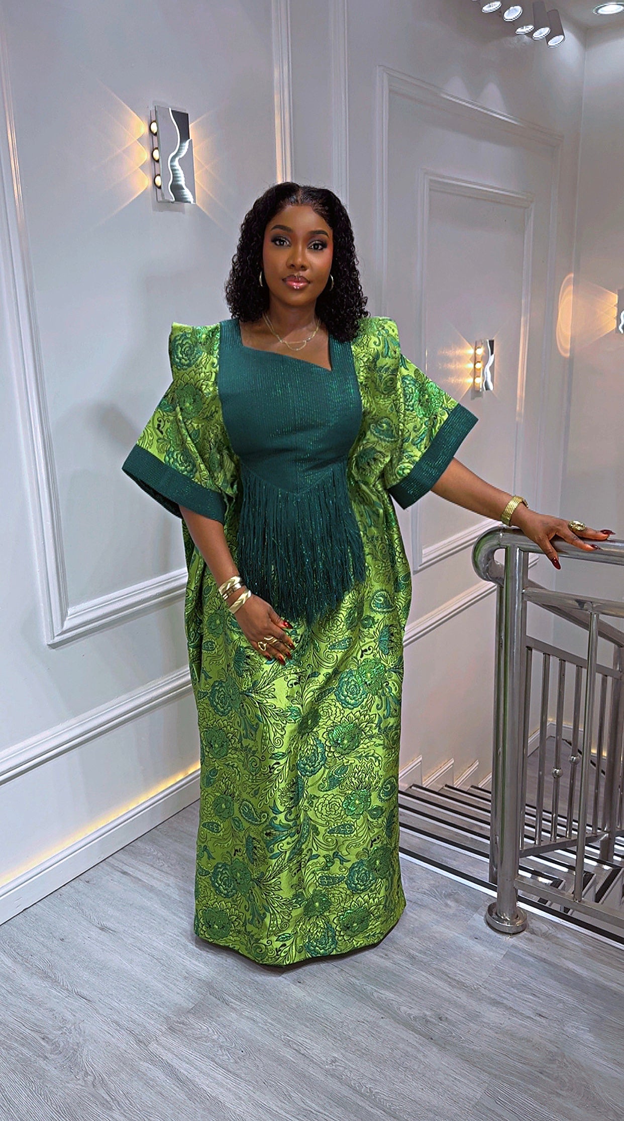 Elegant Umunde Emerald Garden Gown