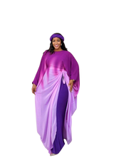Purple 3 Piece Somalic Shiffon Underdress with braided headband and belt accents