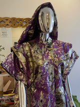 Purple silver gold African damask brocade bubu boubou elegant event dress with belts