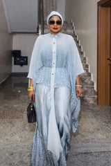 Zalong Elegant Kaftan Top and Wide Leg Pants Set Various Colors