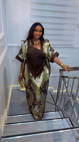 Elegant Umunde Golden Chocolate Brown Gown