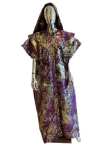 Purple silver gold African Damask Brocade elegant Bubu Boubou event dress with belts