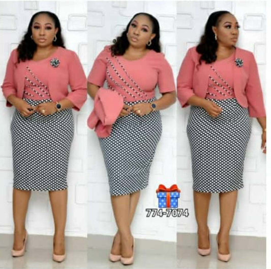 Pink & Blue Dotted Formal Wear