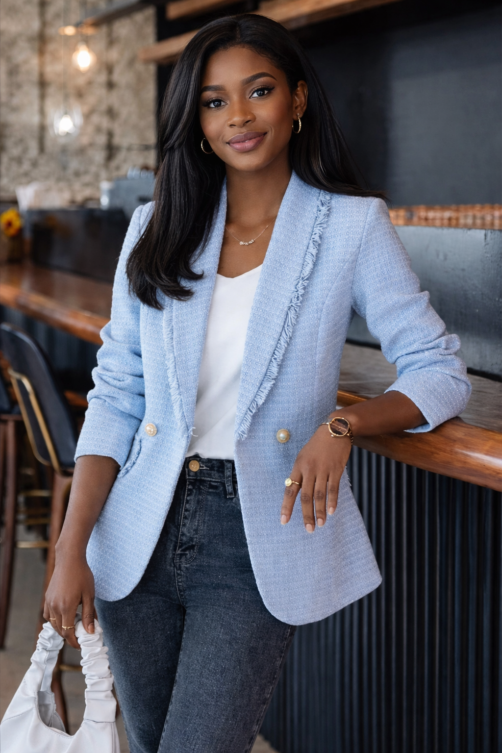 Women’s Classic Tweed Jacket elegant tailored blazer for fall and winter