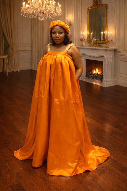 Burnt Orange Flared Elegance Dress – Umunde Exclusive