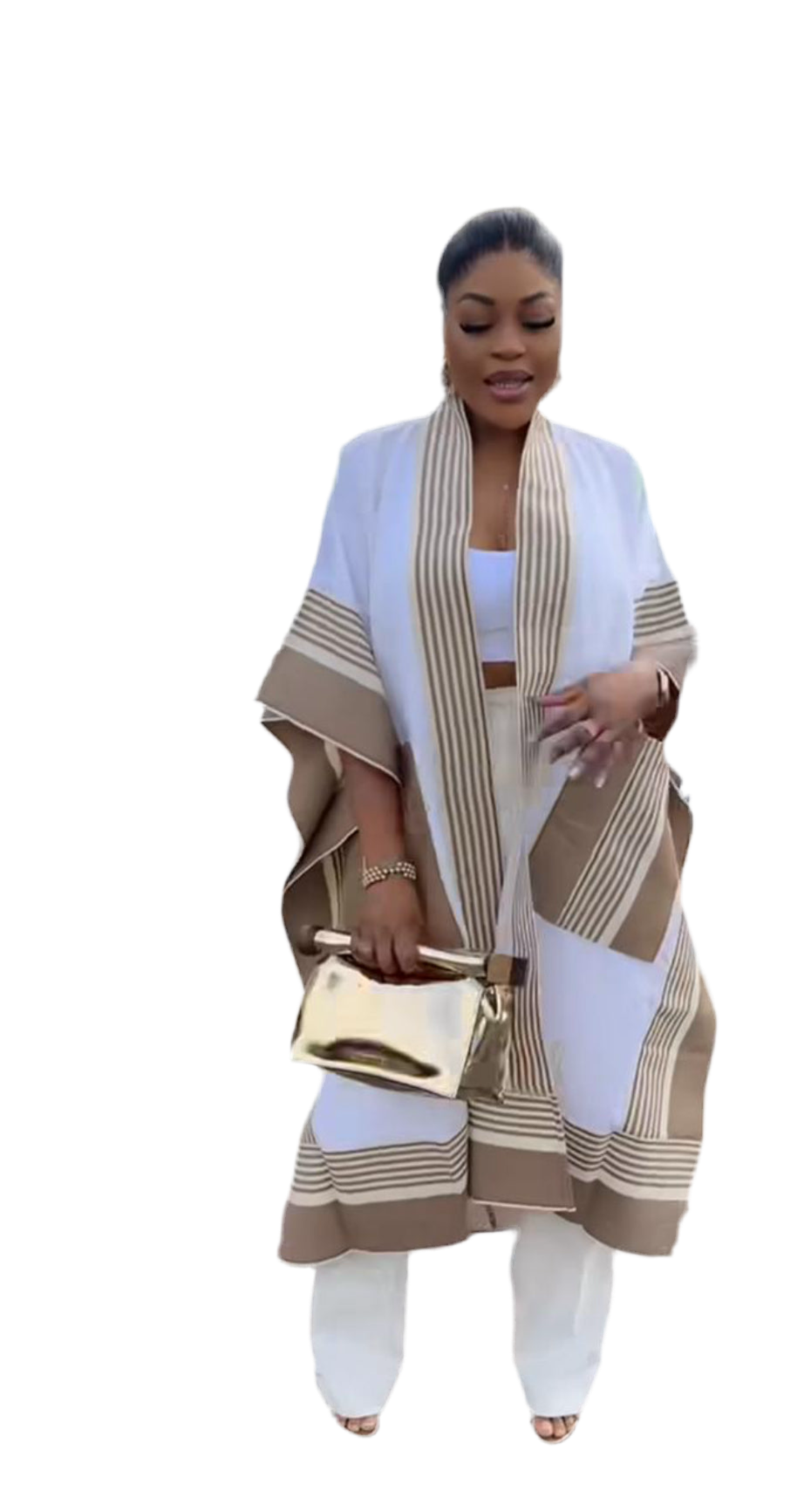 Umunde White free size kimono and trousers set