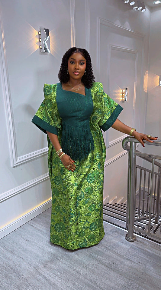 Elegant Umunde Emerald Garden Gown