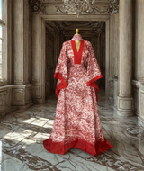 Ruby orange and green splatter luxe kaftan bubu with wide sleeves and flattering fit