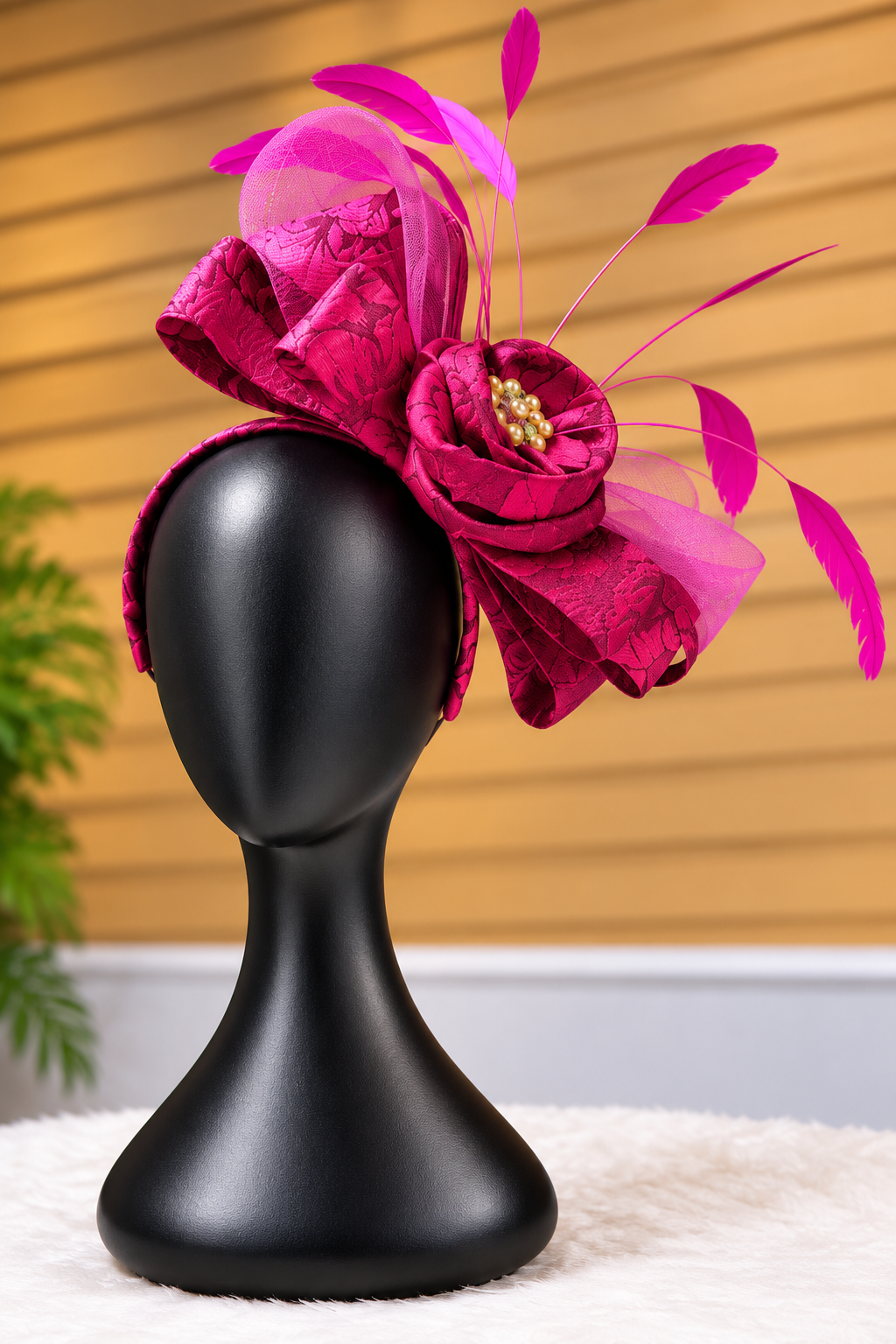 Women’s Pink Floral Fascinator Hat | Elegant Feather Hair Headpiece | Wedding Race Day Party Hair Accessory | Statement Fascinator for Women
