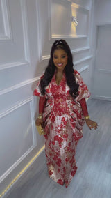 Amina Luxe Brocade Gown – Red & Gold Elegance Edition