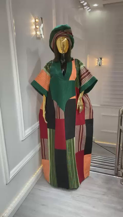 UMUNDE Vibrant African Color Aso Oke Bubu Dress