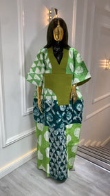 Luxury Adire Long Dress for Women – Handmade African Tie-Dye Maxi Dress with Elegant Traditional Design