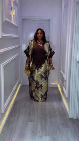 Elegant Umunde Golden Chocolate Brown Gown