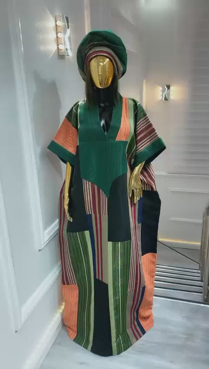 UMUNDE Vibrant African Color Aso Oke Bubu Dress